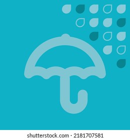 Blue Umbrella Rain Weather Illustration Rainy Day Icon