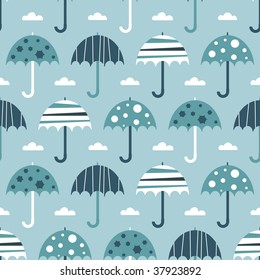 blue umbrella seamless pattern wallpaper