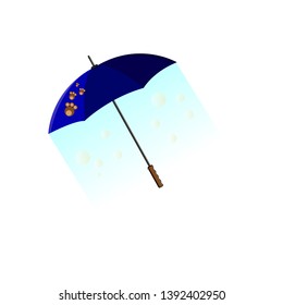 Blue umbrella in blue sky