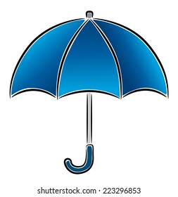 Blue Umbrella, vector icon, illustration on white background