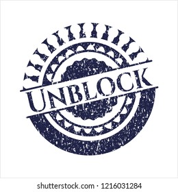 Blue Unblock distressed grunge style stamp