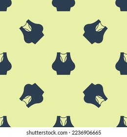 Blue Undershirt icon isolated seamless pattern on yellow background.  Vector