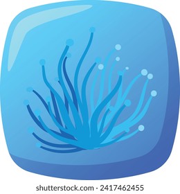 Blue underwater algae illustration. Ocean flora, aquatic plant, marine life vector illustration.