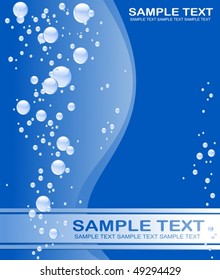 Blue underwater background with beautiful bubbles - vector