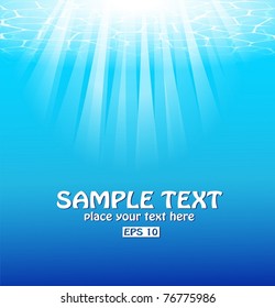 Blue underwater background with sunbeams. Vector illustration - EPS 10.