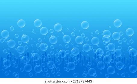 Fondo de burbujas submarinas azul textura de profundidad de agua abstracta acuática fresca