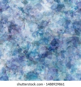 Blue uneven seamless texture from blots and leaves. Watercolor effect. Abstract vector background for web page, banners backdrop, fabric, home decor, wrapping