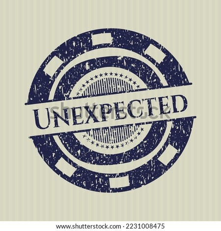 Blue Unexpected distressed rubber stamp with grunge texture. 