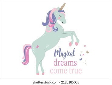 blue unicorn design vector hand drawn