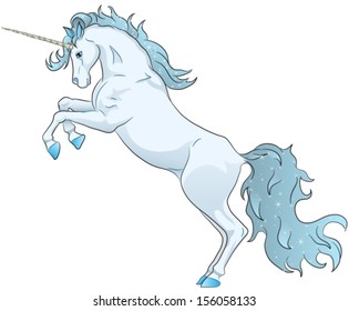 Blue Unicorn Standing On Hind Legs Stock Vector (Royalty Free ...