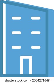 Blaues, einzigartiges Gebäude, Illustration, Vektorgrafik, auf weißem Hintergrund.
