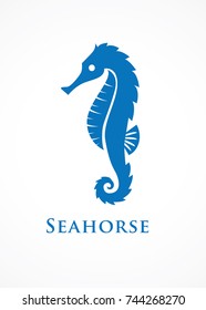 Blue Unique Seahorse Logo