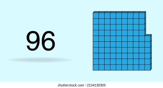 Cubo de unidad azul, número de recuento y número negro 96
