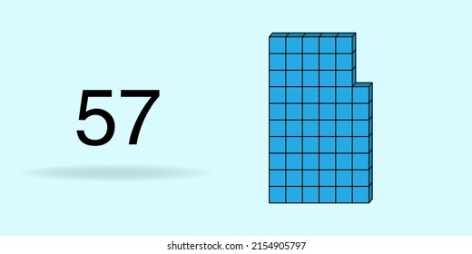Cubo de unidad azul, número de recuento y número negro 57