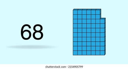 Cubo de unidad azul, número de recuento y número negro 68