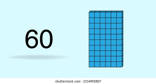Cubo de unidad azul, número de recuento y número negro 60