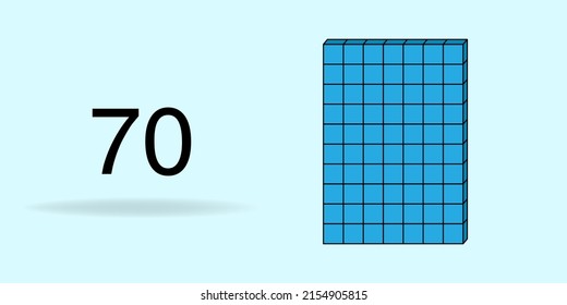 Cubo de unidad azul, número de recuento y número negro 70
