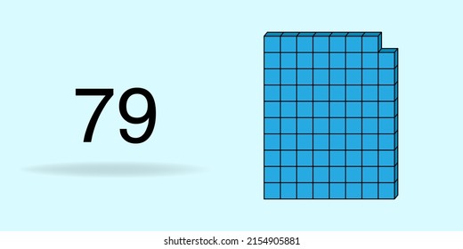 Blue unit cube, counting number, and black number 79