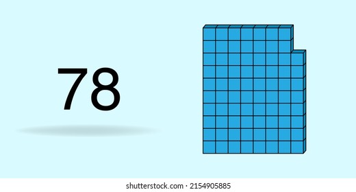 Blue unit cube, counting number, and black number 78