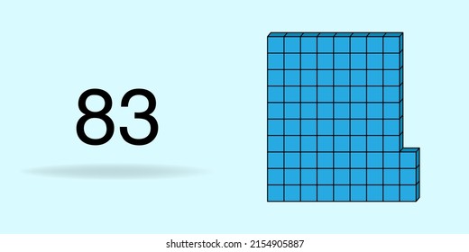 Cubo de unidad azul, número de recuento y número negro 83