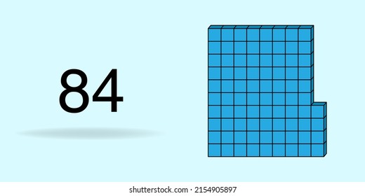 Cubo de unidad azul, número de recuento y número negro 84
