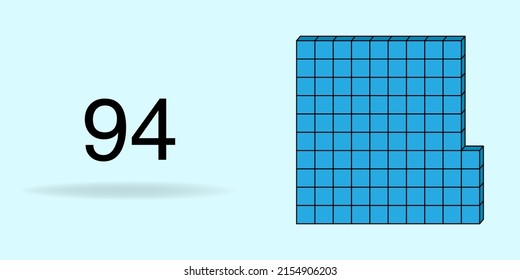 Cubo de unidad azul, número de recuento y número negro 94
