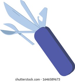 Blue universal knife vector illustration