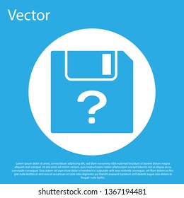 Blue Unknown document icon isolated on blue background. File with Question mark. Hold report, service and global search sign. White circle button. Flat design. Vector Illustration