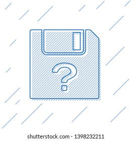 Blue Unknown document line icon isolated on white background. File with Question mark. Hold report, service and global search sign. Vector Illustration