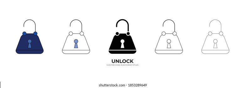 blue unlock vector type icon