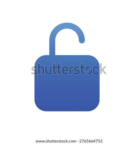 Blue unlocked padlock icon for access permission and security