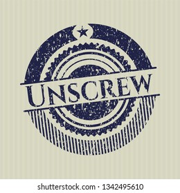 Blue Unscrew distressed grunge seal
