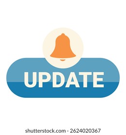 Blue update button with a bell is showing a new version being available