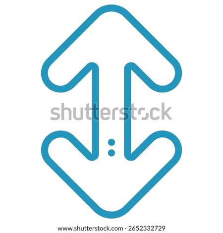Blue Up-Down Arrow Icon with Two Dots in the Middle, Directional