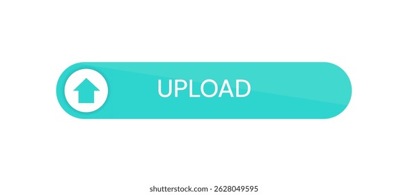 Blue upload button. Button element for web design, ui ux, and mobile devices. Vector illustration