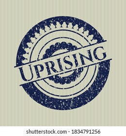 Blue Uprising rubber grunge stamp. 