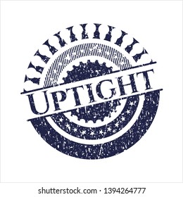 Blue Uptight distressed rubber stamp with grunge texture