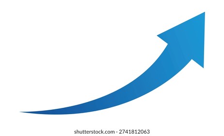 Blue upward arrow on white background symbolizing growth and progress