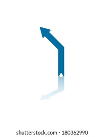 Blue Upward Arrow Turning Diagonal Left Illustration
