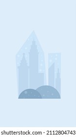 Blue urban wallpaper with flat and simple design