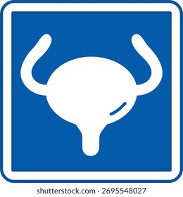 Signo de urología azul. Icono de Vector. Vejiga humana. Tratamiento de enfermedades. Signo del Departamento del Hospital
