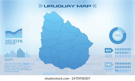 Blue Uruguay Map with States, Political Uruguay infographic map vector illustration