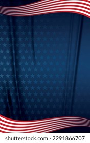 Blue USA background with stars and red and white stripes. Patriotic background for Memorial day, Veteran's day, Martin Luther King Day and Columbus Day, Independence holiday