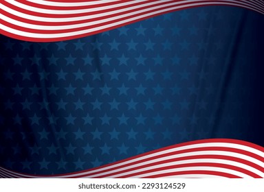 Blue USA background with stars and red and white stripes. Patriotic background for Memorial day, Veteran's day, Martin Luther King Day and Columbus Day, Independence holiday