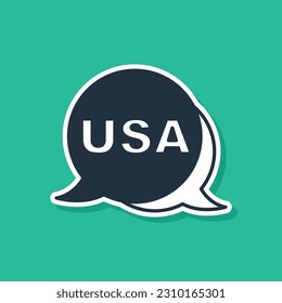 Blue USA Independence day icon isolated on green background. 4th of July. United States of America country.  Vector