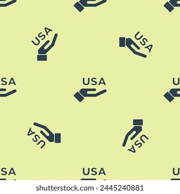 Blue USA Independence day icon isolated seamless pattern on yellow background. 4th of July. United States of America country.  Vector