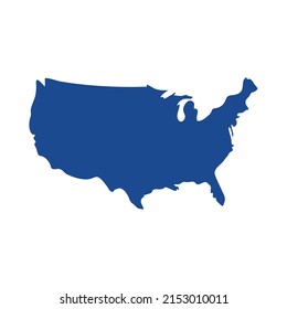 blue usa map icon isolated