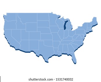 Blue USA Map With State Borders