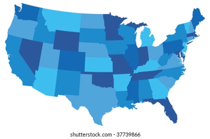 Blue USA State map