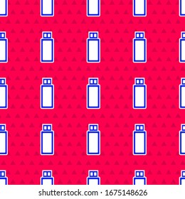 Blaues USB-Stick-Symbol einzeln auf rotem Hintergrund. Vektorillustration-Illustration